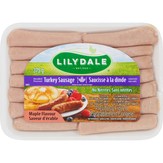 Lilydale Sausage Turkey Maple Flavour 375 g, $1.47/100g