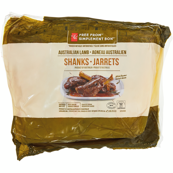 le Choix du Président Jarrets d’agneau australien Simplement bon 22,05 $/1kg 10,00 $/1lb