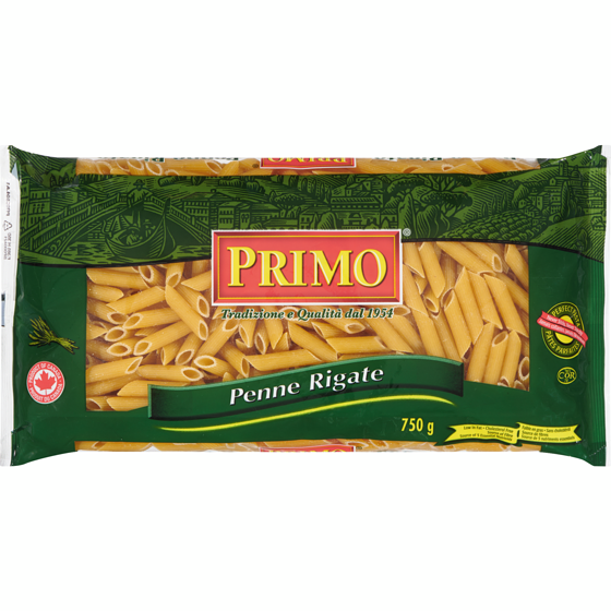 Primo Penne rigate 750 g, 0,53 $/100g