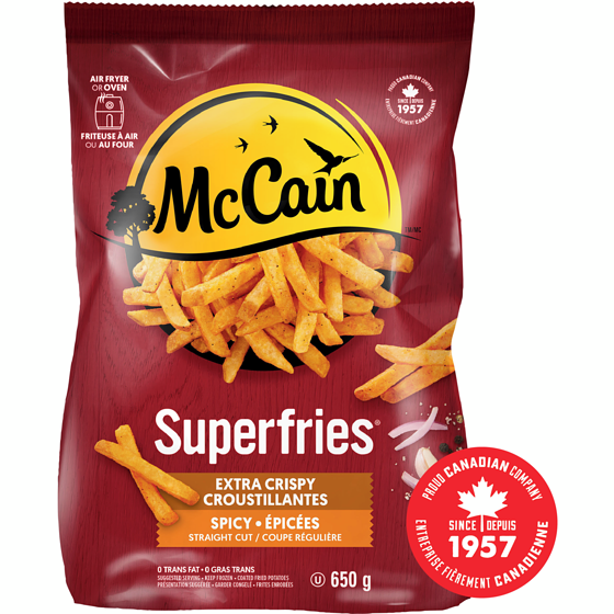 McCain Frites épicées à coupe régulière extra croustillantes Superfriesᴹᴰ 650 g, 0,92 $/100g