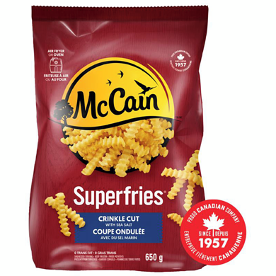 McCain Superfries Crinkle Cut Fries 650 g, $0.92/100g