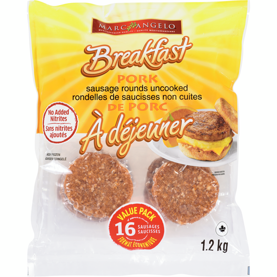 Marc Angelo Rondelles de saucisses de porc à déjeuner 1.2 kg, 1,17 $/100g