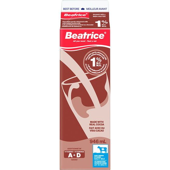 Beatrice Partly Skimmed Chocolate Milk 1% 946 ml, $0.39/100ml