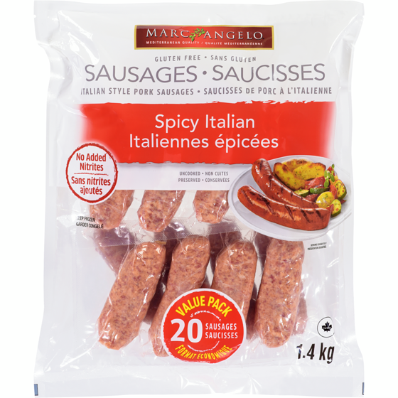 Marcangelo Hot Italian Sausages 1.4 kg, $1.00/100g