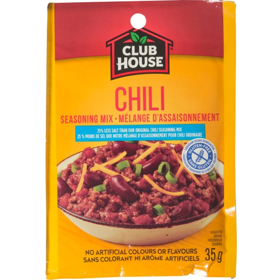 Club House Chili Seasoning Mix 25% Less Salt Gluten Free 35 g, $4.26/100g