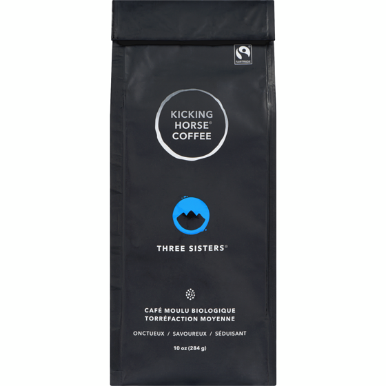 Kicking Horse Café Moulu Biologique Équitable Torréfaction Moyenne , Three Sisters 284 g, 6,33 $/100g