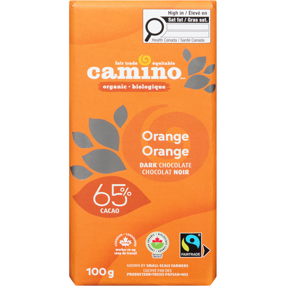Camino Organic Dark Chocolate, Orange 100 g, $7.49/100g