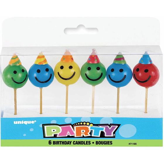 Unique Happy Face Pick Birthday Candles, 6ct 6x6.0 ea, $0.50/1ea