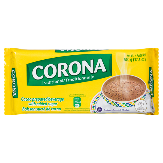 Corona Cacao Prepared Beverage With Added Sugar Traditional 500 g, $1.80/100g