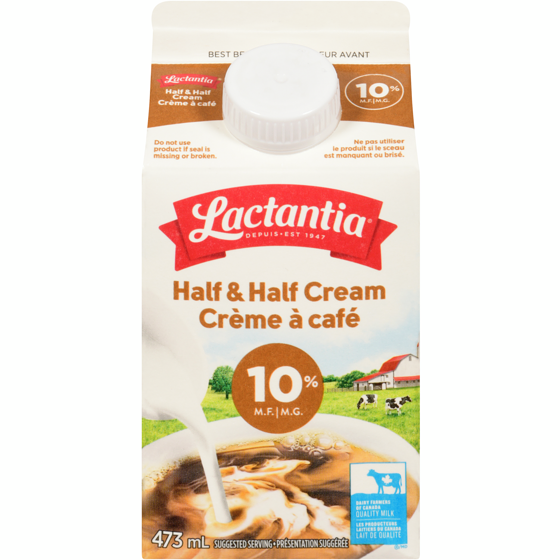 Lactantia Half & Half Cream 10%  473 ml, $0.93/100ml