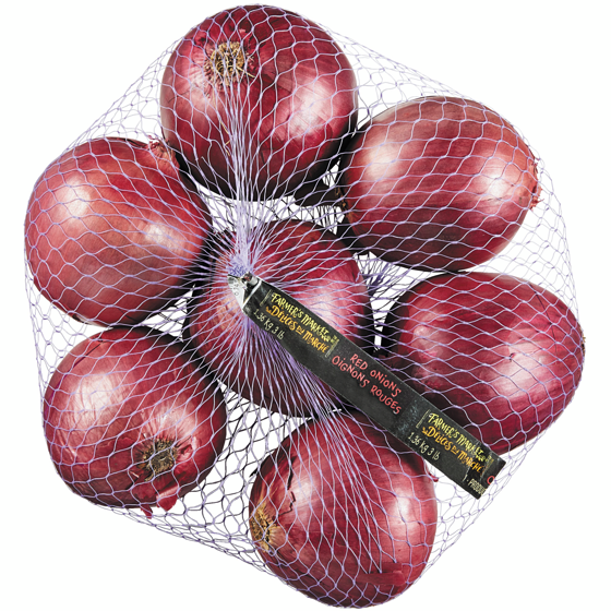 Délices du Marché Oignons rouges, sac de 3 lb 1.36 kg, 0,26 $/100g
