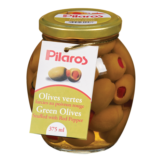 Pilaros Green Olives with Red Pepper Paste  375 ml, $2.26/100ml