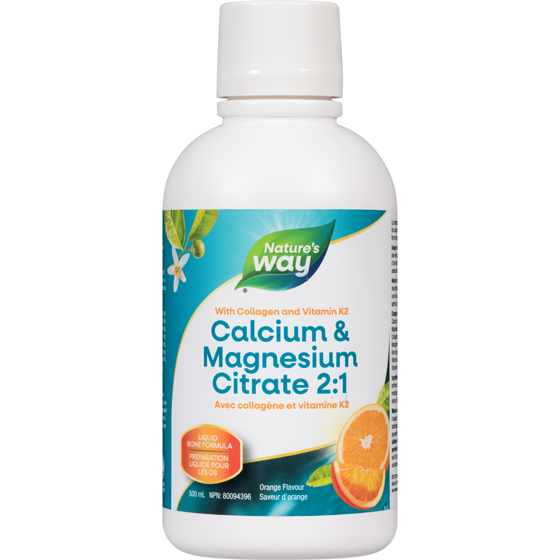Nature's Way Calcium and Magnesium Citrate 2 to 1 with Vitamin K2 and Collagen, Orange 500 ml, $5.80/100ml