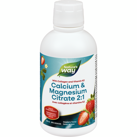 Nature's Way Calcium and Magnesium Citrate 2 to 1 with Vitamin K2 and Collagen, Strawberry 500 ml, $5.60/100ml