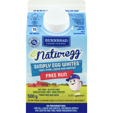 Burnbrae Farms Naturegg Free Run Egg Whites 500 g, $1.08/100g $0.49/1lb