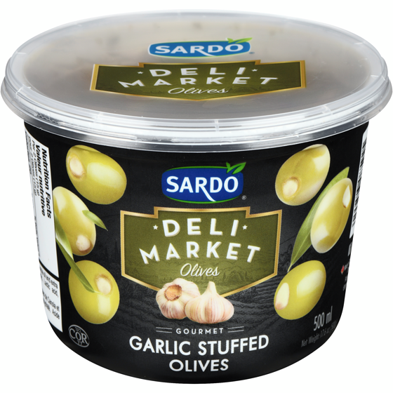 Sardo Garlic Stuffed Olives 500 g, $1.70/100g