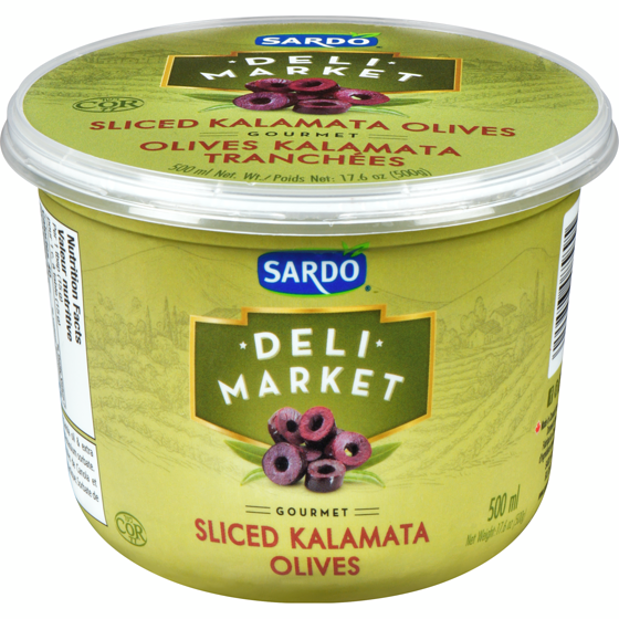 Sardo Kalamata Sliced Olives 500 ml, $1.70/100ml