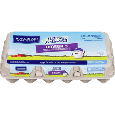 Burnbrae Farms Naturegg Omega 3 White Eggs 18 ea, $0.49/1ea
