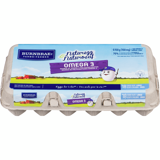Burnbrae Farms Naturegg Omega 3 White Eggs 18 ea, $0.50/1ea