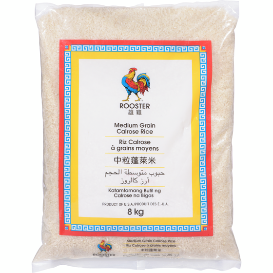 Rooster Medium Grain Calrose Rice 8 kg, $0.25/100g