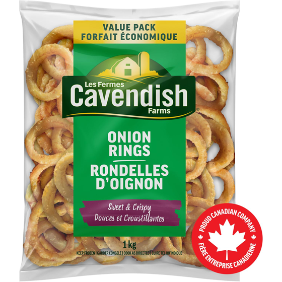 Les Fermes Cavendish Rondelles d'oignon douces et croustillantes format économique 1 kg, 1,05 $/100g