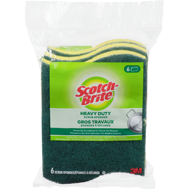 Scotch-Brite Heavy-Duty Green/Yellow Scrub Sponge, 6 pack 1 ea, $8.50/1ea