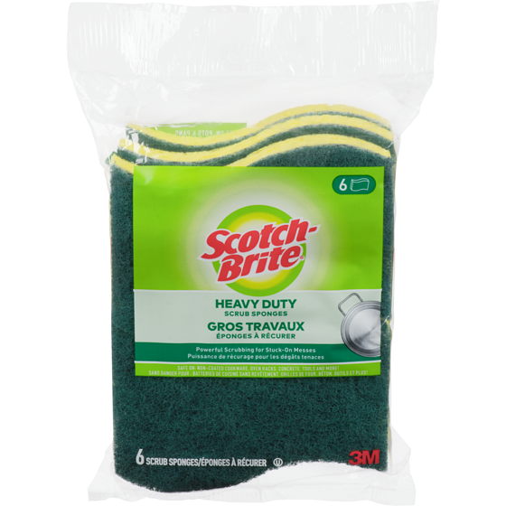 Scotch-Brite Heavy-Duty Green/Yellow Scrub Sponge, 6 pack 1 ea, $8.50/1ea