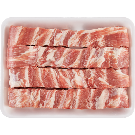 null Pork Side Ribs Strips, Club Pack $17.17/1kg $7.79/1lb