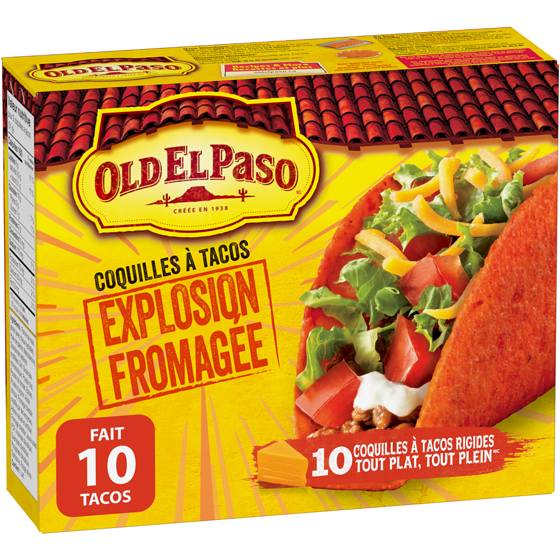 Old El Paso Taco Tout Plein, Tout Plat au Fromage, Sans Gluten, 10 unités 153 g, 2,93 $/100g