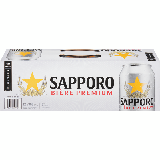 Sapporo Bière (Pièce d’identité requise au moment du ramassage) 12x355.0 ml, 0,61 $/100ml