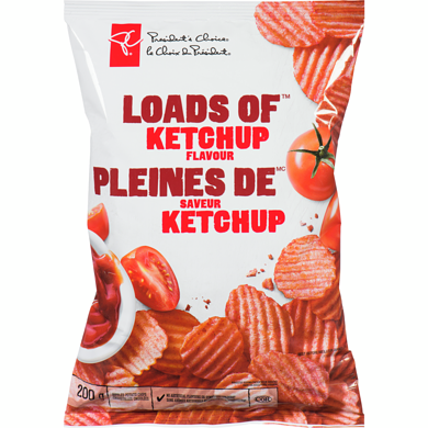 le Choix du Président Croustilles ondulées pleines de saveur ketchup  200 g, 1,25 $/100g