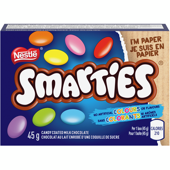 Nestlé Smarties Candy Coated Milk Chocolate Carton 45 g, $4.42/100g