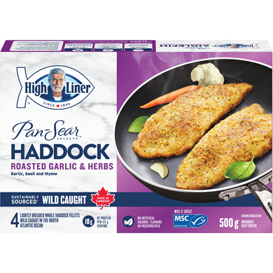 High Liner Pan Sear Selects, Haddock Roasted Garlic 500 g, $3.50/100g