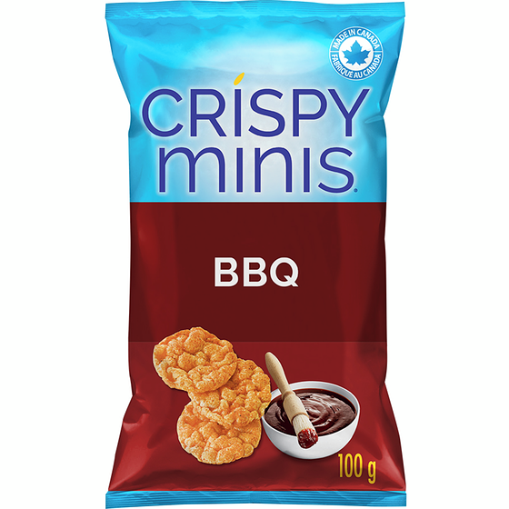 Quaker Crispy Minis Croustilles de riz brun Saveur BBQ 100 g, 3,25 $/100g