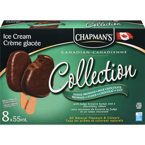 Chapmans Canadian Collection Fudge Brownie & Milk Chocolate Ice Cream Bar 8x55.0 ml, $1.36/100ml