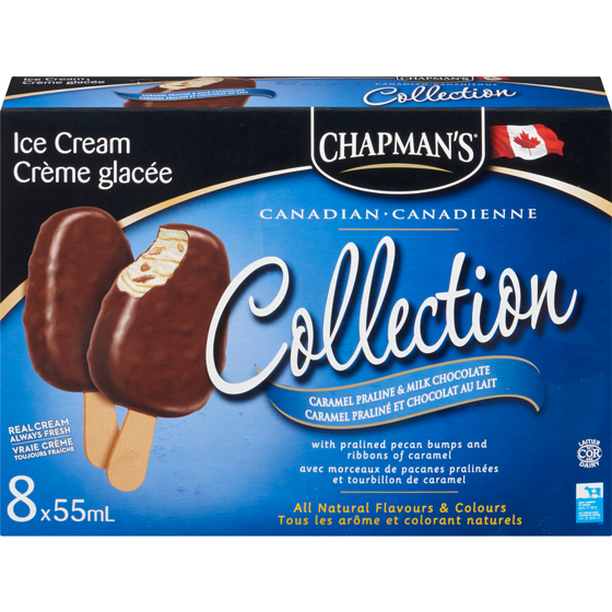 Chapmans Canadian Collection Caramel Praline & Milk Chocolate Ice Cream Bar 8x55.0 ml, $1.82/100ml