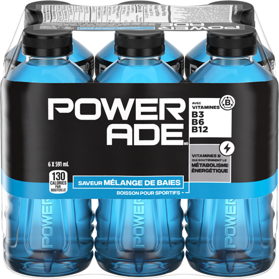 Powerade Sports Drink Melanges de Baies Bouteilles 6x591.0 ml, 0,23 $/100ml