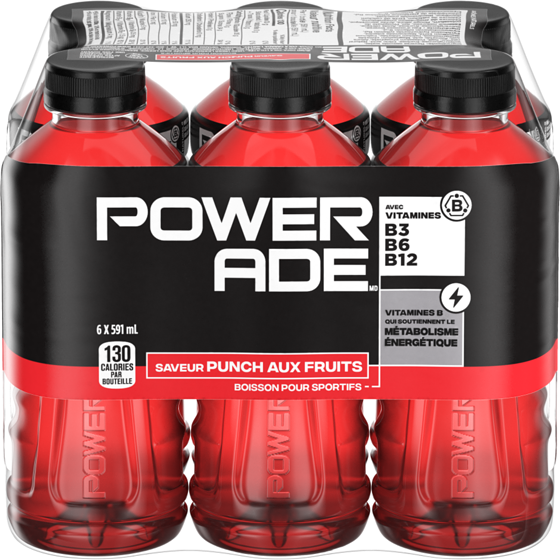Powerade Sports Drink Punch aux Fruits Bouteilles 6x591.0 ml, 0,23 $/100ml