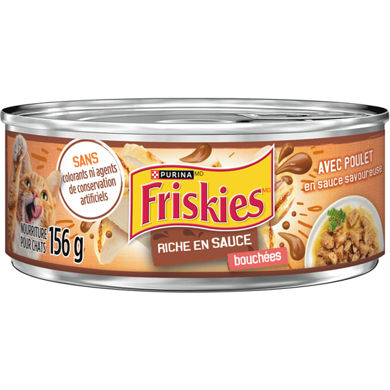 Purina (MD) Friskies(MD) Riche en Sauce Bouchées avec Poulet en Sauce Savoureuse Nourriture pour Chats Bôite 156 g, 0,58 $/100g