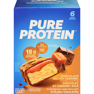 Pure Protein Barres de chocolat et caramel salé pack économique 6x6.0 ea