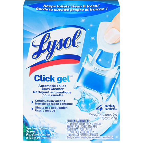 Lysol Click Gel, Nettoyant automatique pour cuvette, Cascade du printemps 4 ea, 1,50 $/1ch