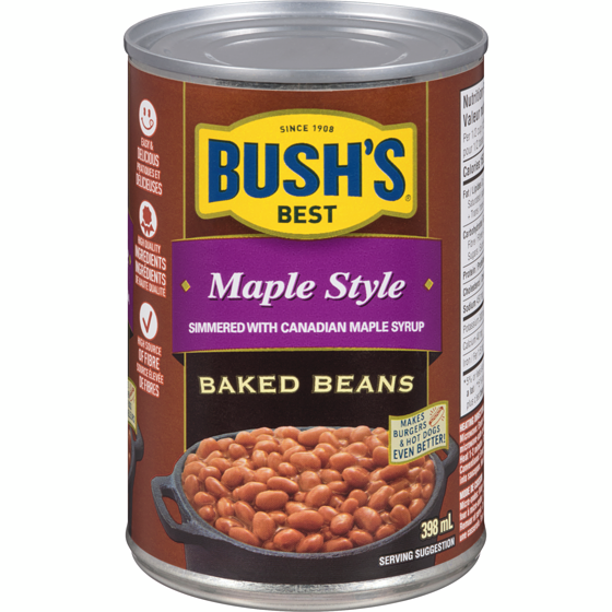 Bush's Best Baked Beans - Maple  398 ml, $0.70/100ml