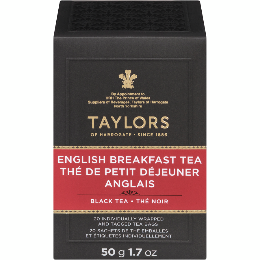 Calories in Taylors of Harrogate English Breakfast Tea 20 Tea Bags