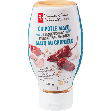 le Choix du Président Tartinade pour sandwich, mayo chipotle 300 ml, 1,26 $/100ml