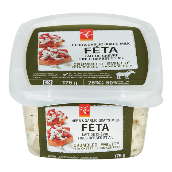 President's Choice Feta Crumbles, Herb & Garlic 175 g, $48.51/1kg $2.20/1lb