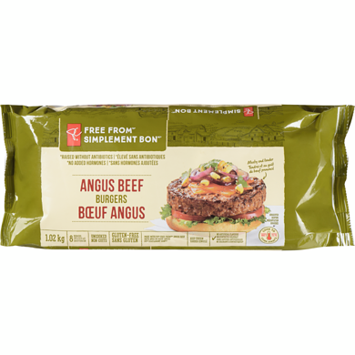 President's Choice Free From Angus Beef Burger 1.02 kg, $1.67/100g