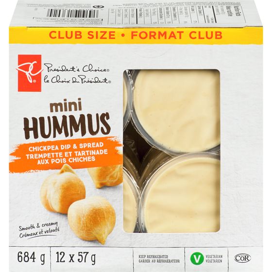 President's Choice Mini Hummus Chickpea Dip And Spread 12x57.0 g, $1.75/100g