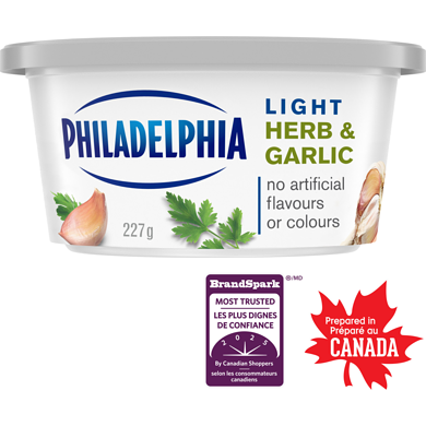 Philadelphia Light Herb & Garlic Cream Cheese Product 227 g, $2.55/100g