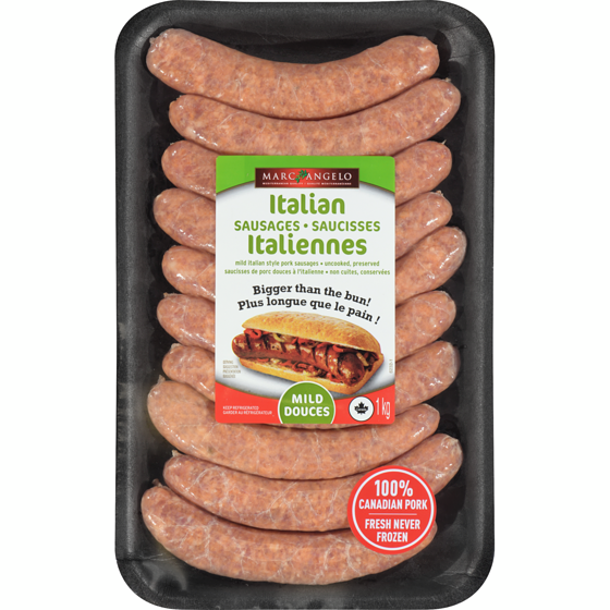 Marcangelo Mild Italian Sausage 1 kg, $1.20/100g