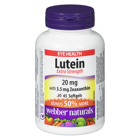Webber Naturals Vitamins, Softgels Lutein 20 Mg With 3.5 Mg Zeaxanthin Extra Strenght 45 ea, $0.47/1ea